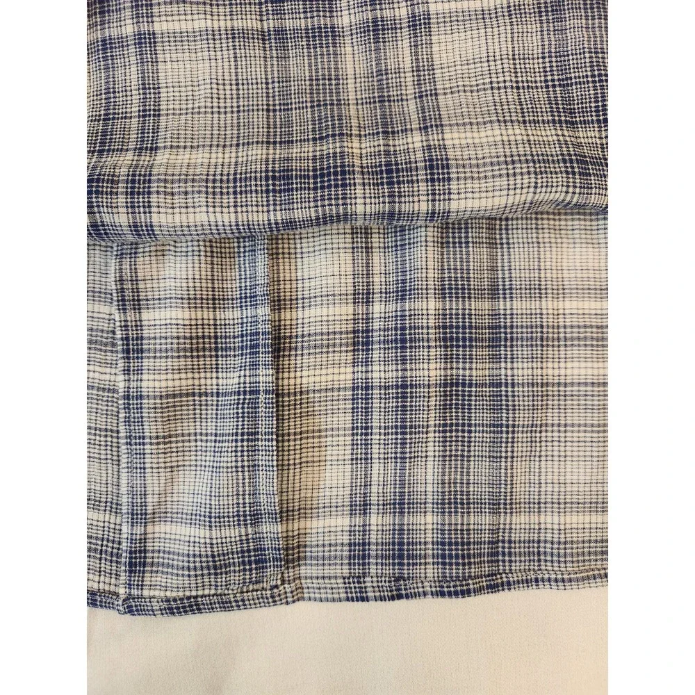 Banana Republic Mens L‎ Slim Fit Short Sleeve Plaid Button Down Shirt Blue Sheer